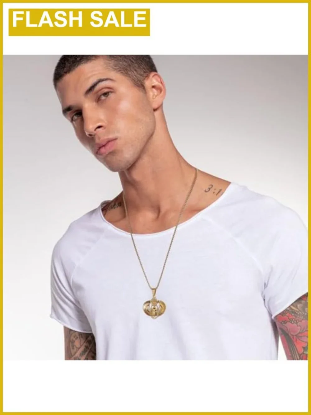 Egyptian Scarab Pendant Necklace Stainless Steel Gold Plated Men's Chain